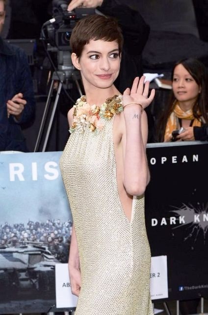 A picture of Anne Hathaway's tattoo on left wrist.